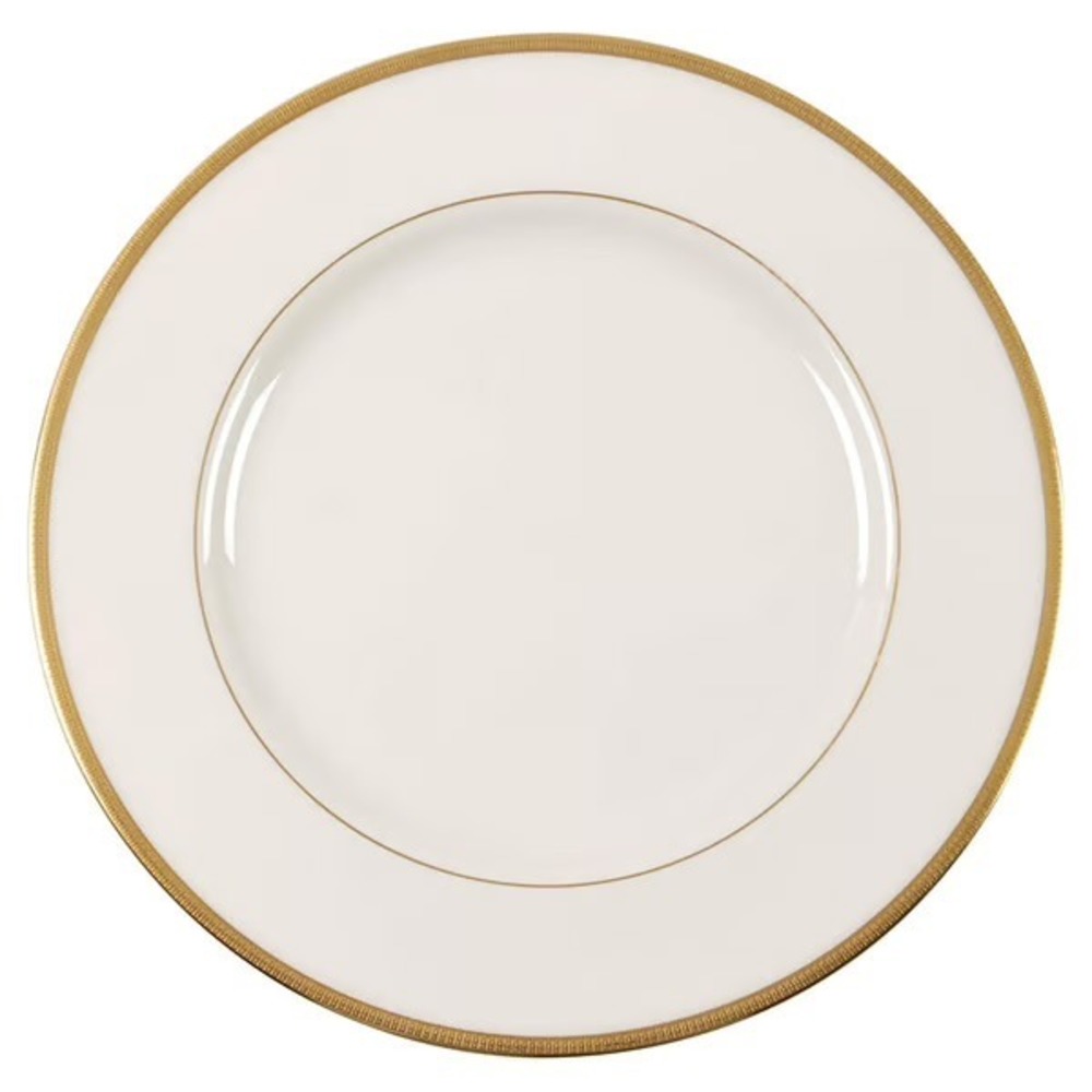 Set of 4 Lenox Tuxedo Dinner Plates Fine Ivory Bone China 24k Gold Trim 10.5"